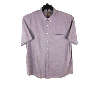 Foundry Men's 2XLT Short Sleeve Button Up Red Blue Check Cotton Blend Shirt A21